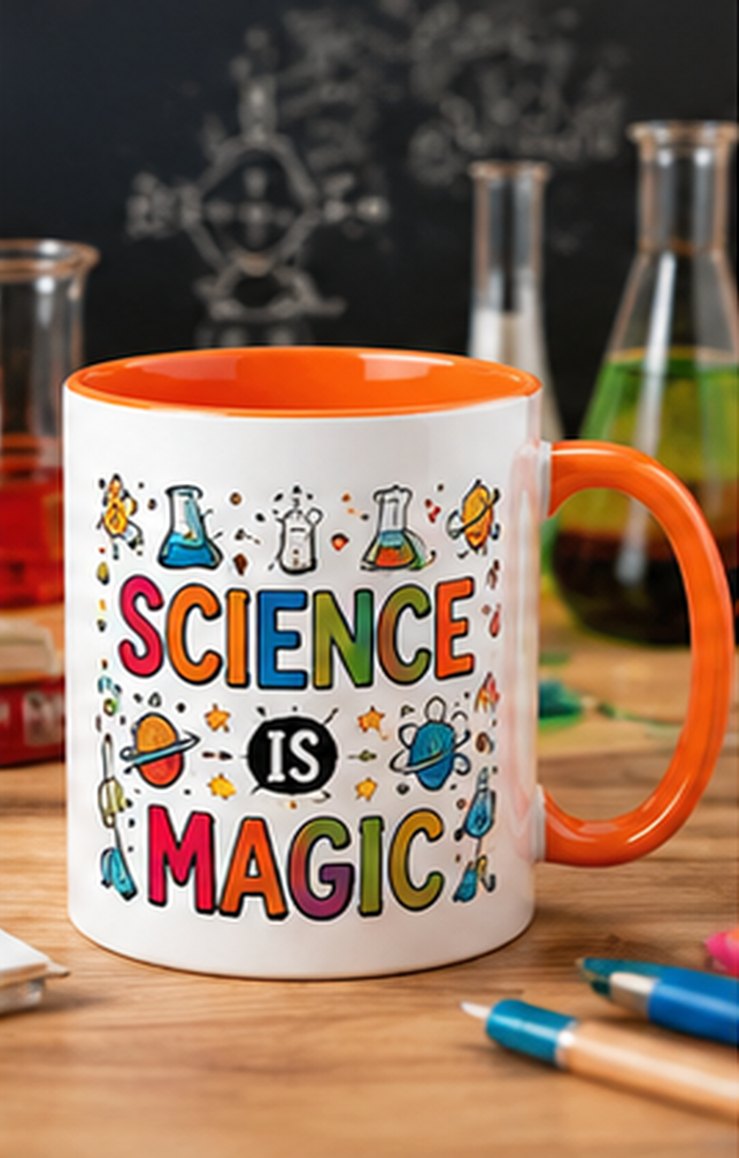 Science is Magic custom school mug — orange
